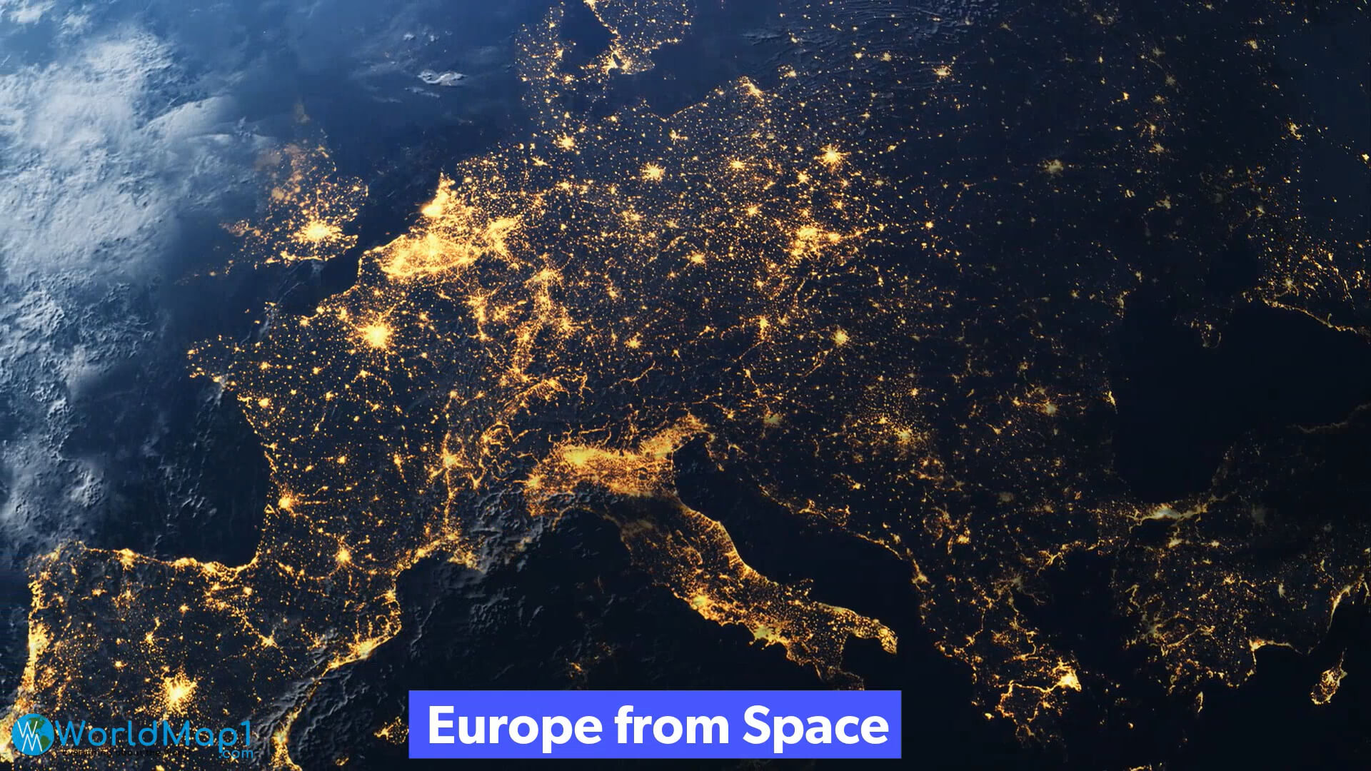 Europe from Space in the Night
